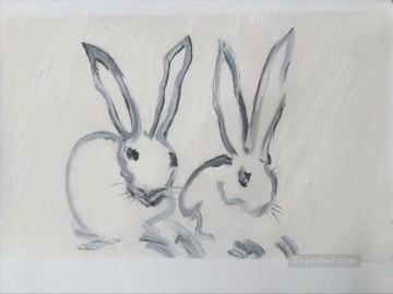 150の主題の芸術作品 Painting - ウサギの厚塗り